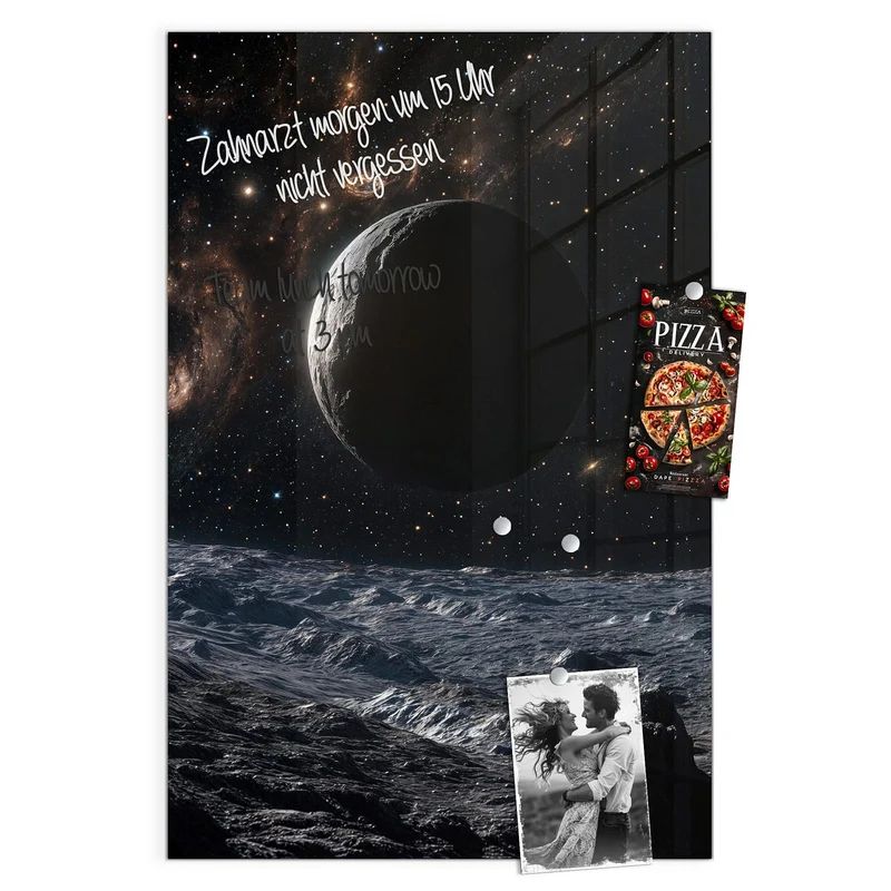 Magnettafel - Mondlandschaft im All