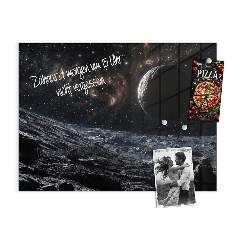 Magnettafel - Mondlandschaft im All