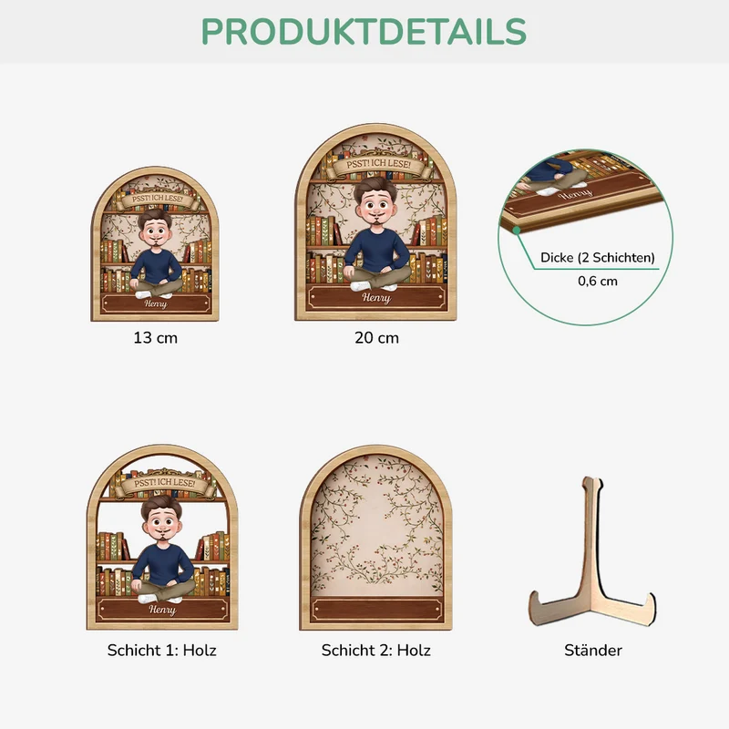 Psst Ich Lese - Personalisierte Geschenke Für Leseratten Frauen & Männer | Holzaufsteller