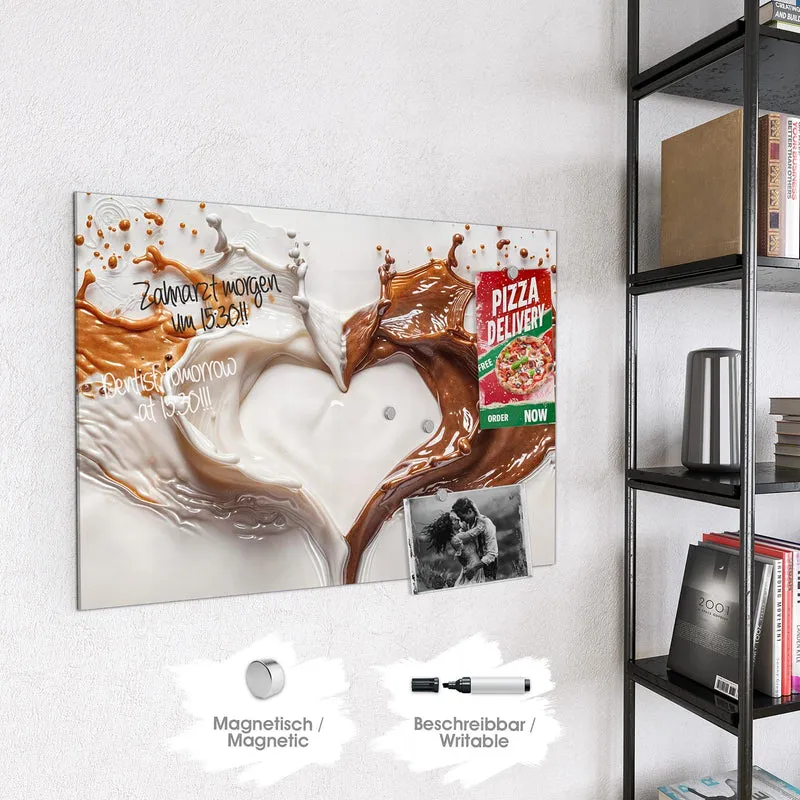 Magnettafel - Herz aus Milch und Kakao