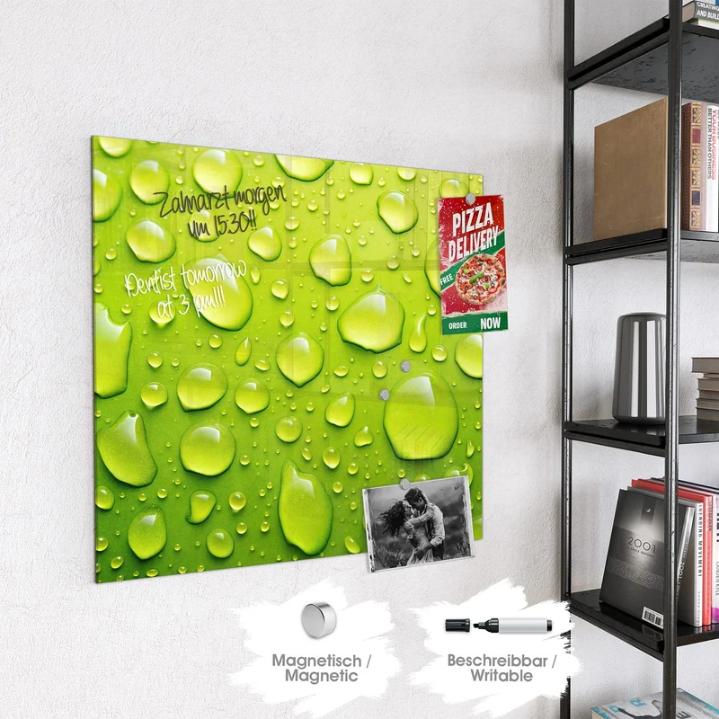 Magnettafel - Tropfen auf Grün