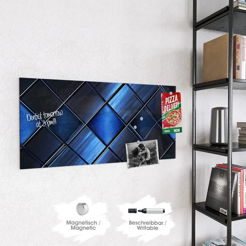 Magnettafel - Metallkacheln in Blau