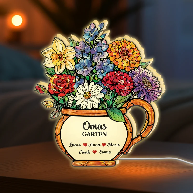 Omas Garten - Personalisiertes Geschenk | Lightbox Oma/Mama Blumen