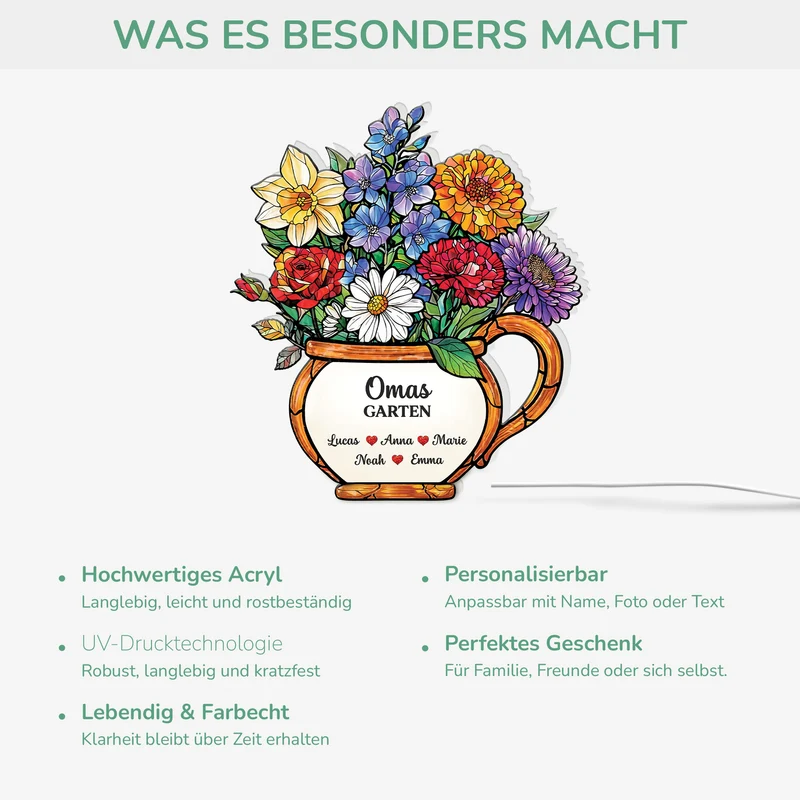 Omas Garten - Personalisiertes Geschenk | Lightbox Oma/Mama Blumen