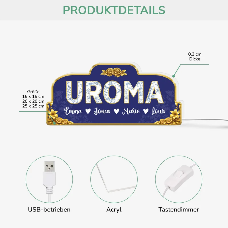 Uroma & Enkel - Personalisiertes Geschenk | Lightbox Opa/Oma
