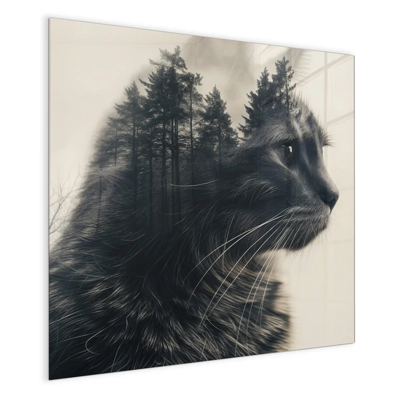 Magnettafel - Katzenprofil mit Wald