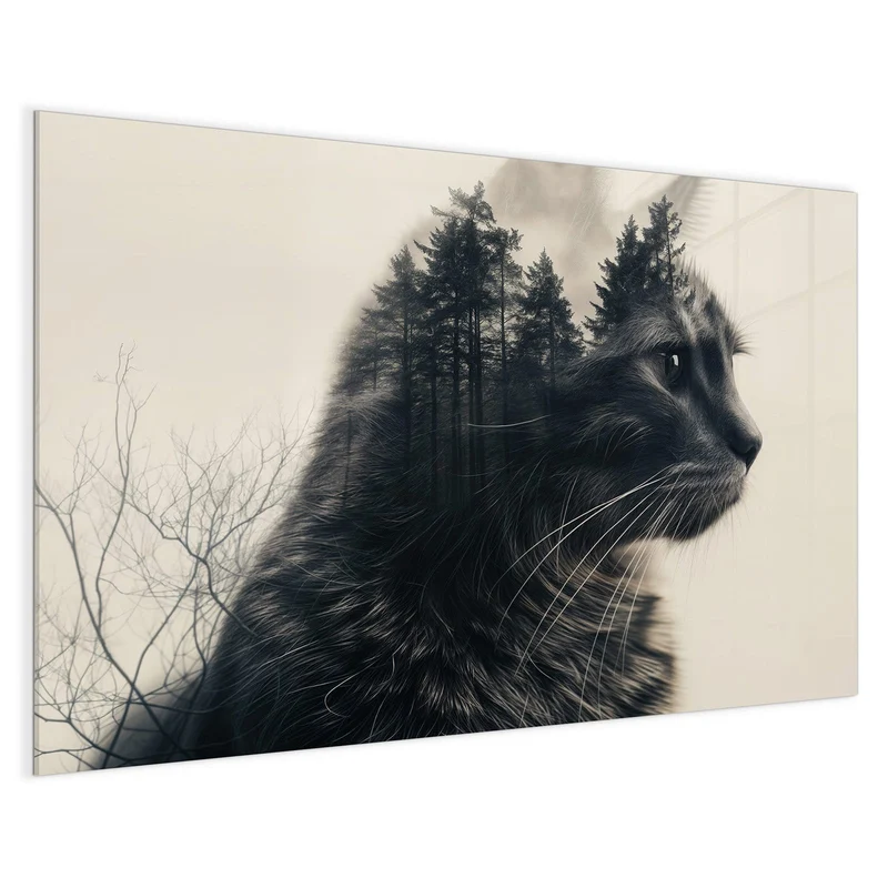 Magnettafel - Katzenprofil mit Wald