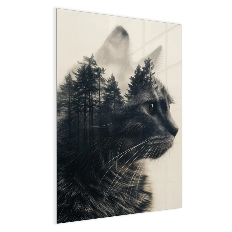 Magnettafel - Katzenprofil mit Wald