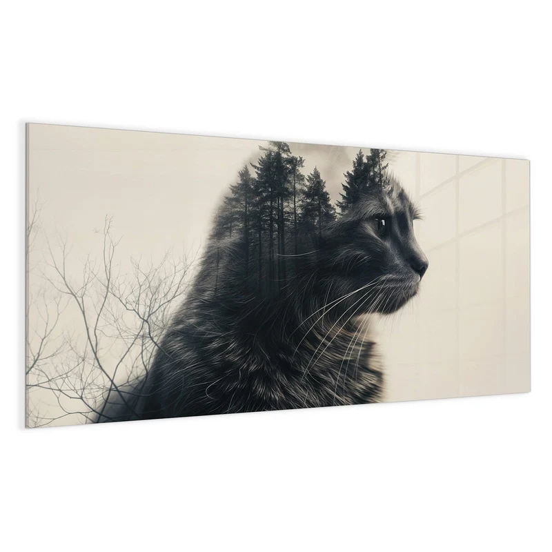 Magnettafel - Katzenprofil mit Wald