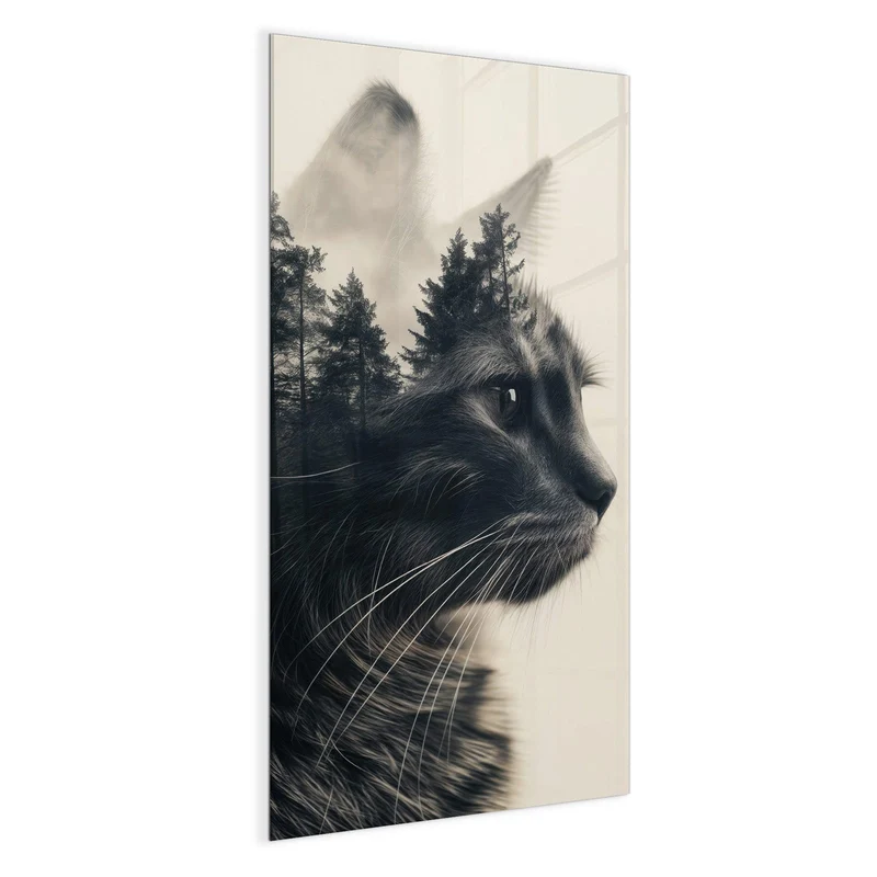 Magnettafel - Katzenprofil mit Wald
