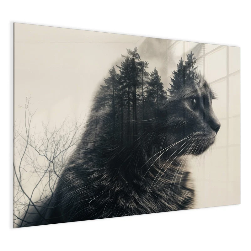 Magnettafel - Katzenprofil mit Wald