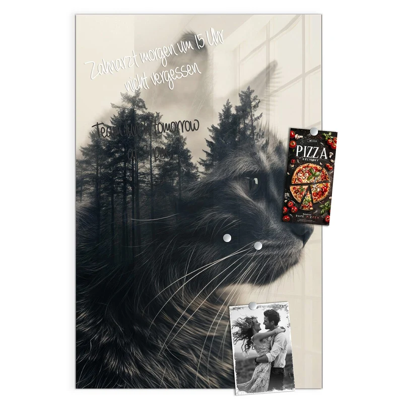 Magnettafel - Katzenprofil mit Wald
