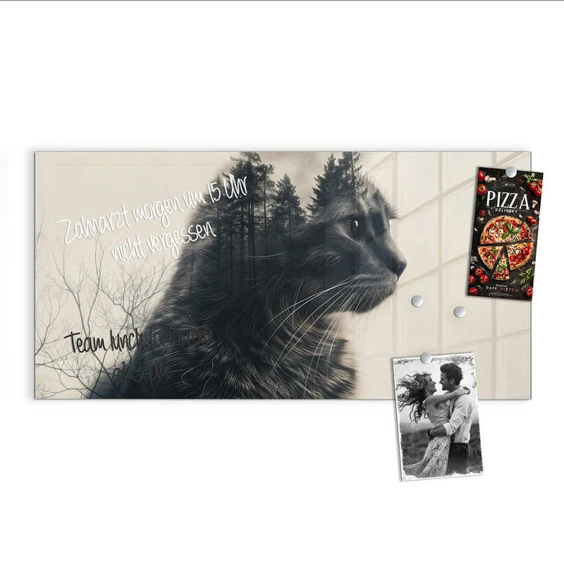 Magnettafel - Katzenprofil mit Wald