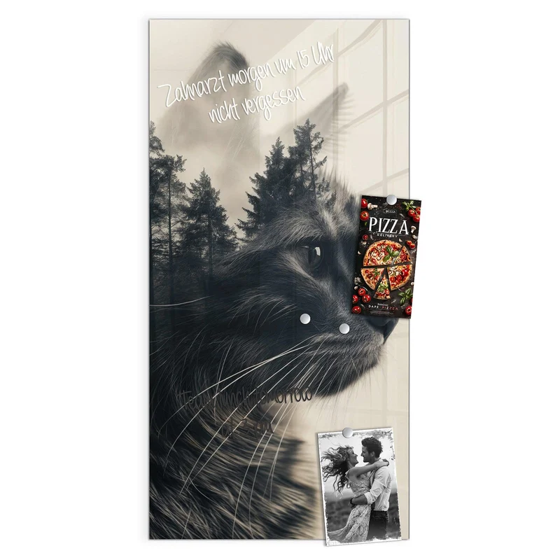 Magnettafel - Katzenprofil mit Wald