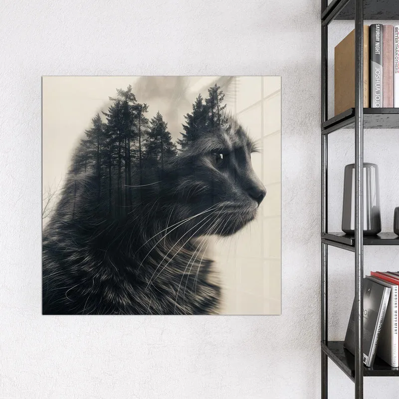 Magnettafel - Katzenprofil mit Wald