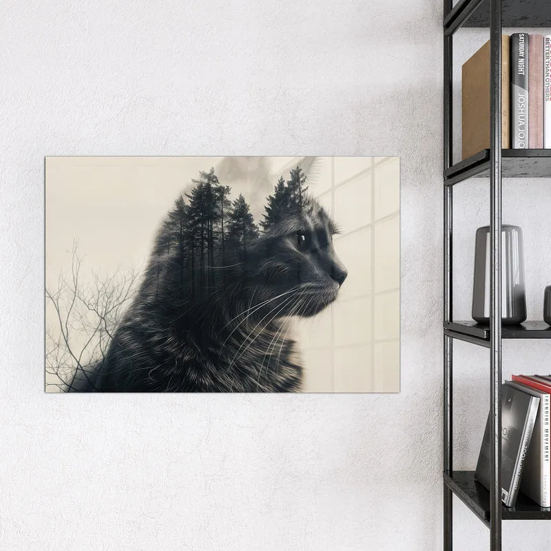 Magnettafel - Katzenprofil mit Wald