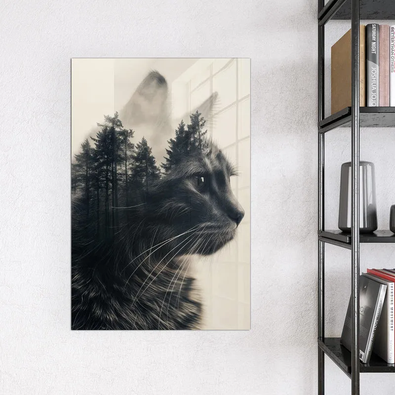 Magnettafel - Katzenprofil mit Wald