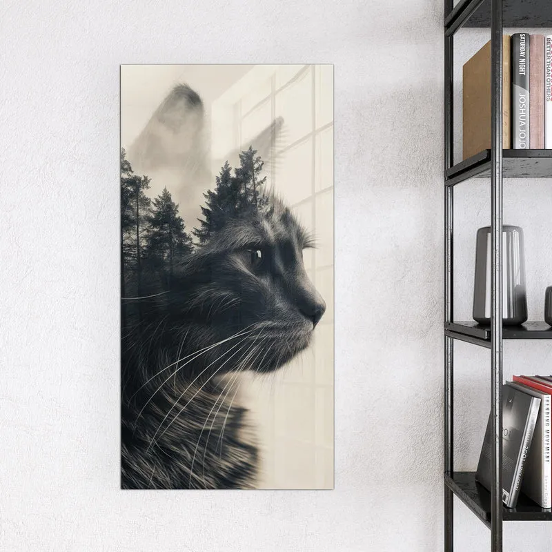 Magnettafel - Katzenprofil mit Wald