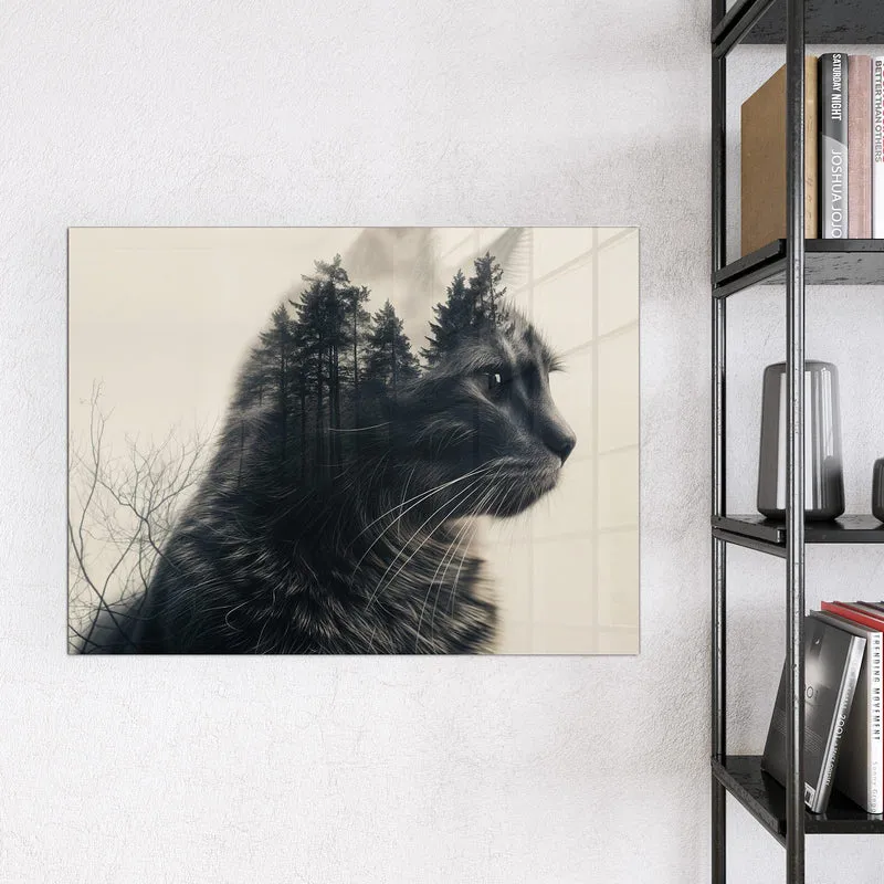Magnettafel - Katzenprofil mit Wald