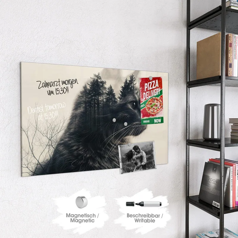 Magnettafel - Katzenprofil mit Wald