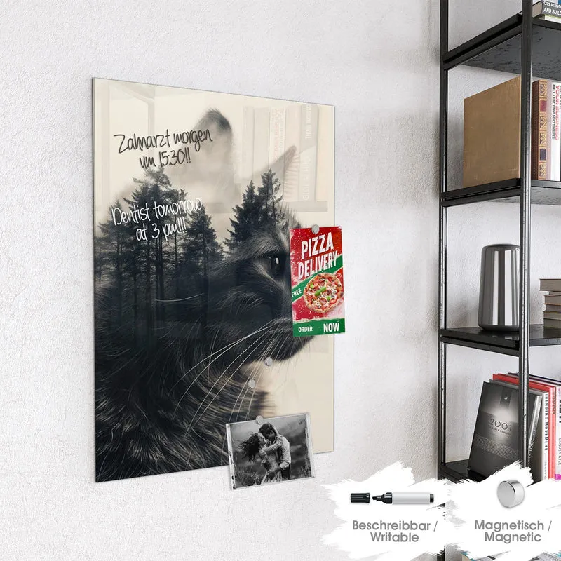 Magnettafel - Katzenprofil mit Wald
