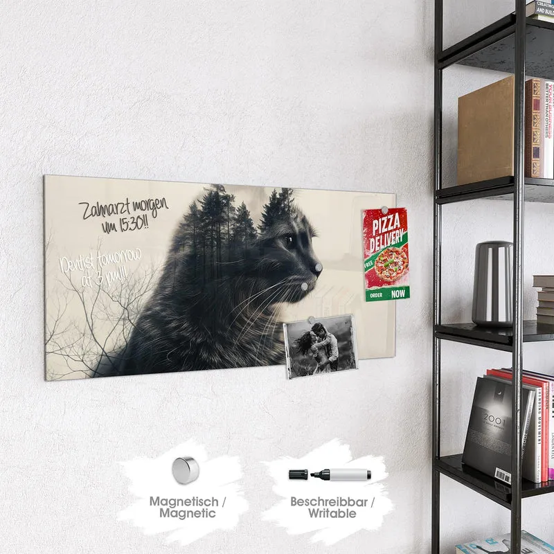 Magnettafel - Katzenprofil mit Wald