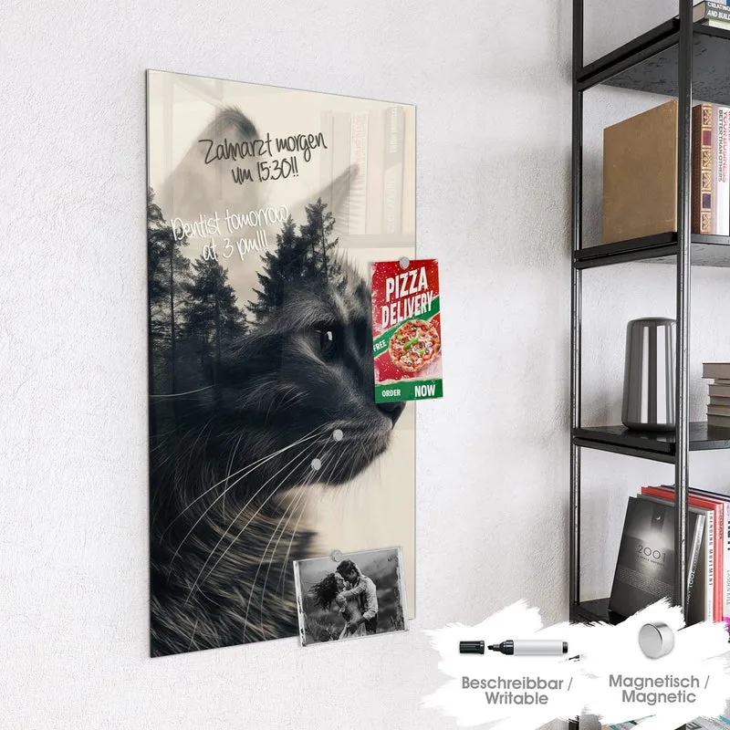 Magnettafel - Katzenprofil mit Wald