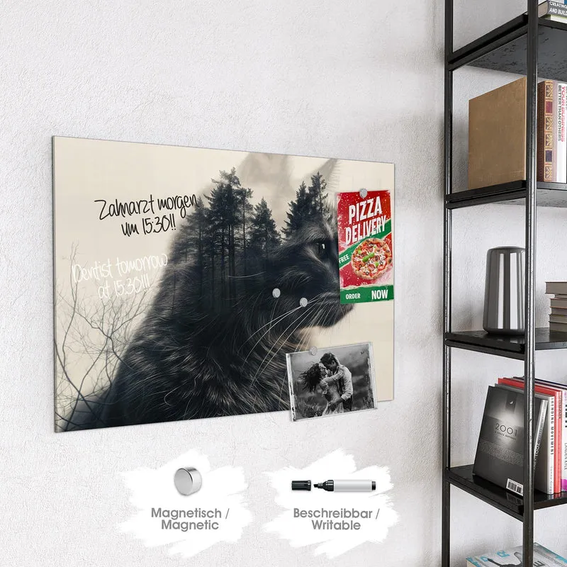 Magnettafel - Katzenprofil mit Wald