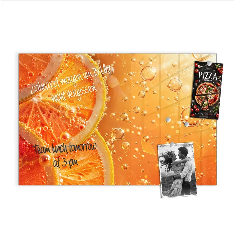 Magnettafel - Orangen im Sprudel