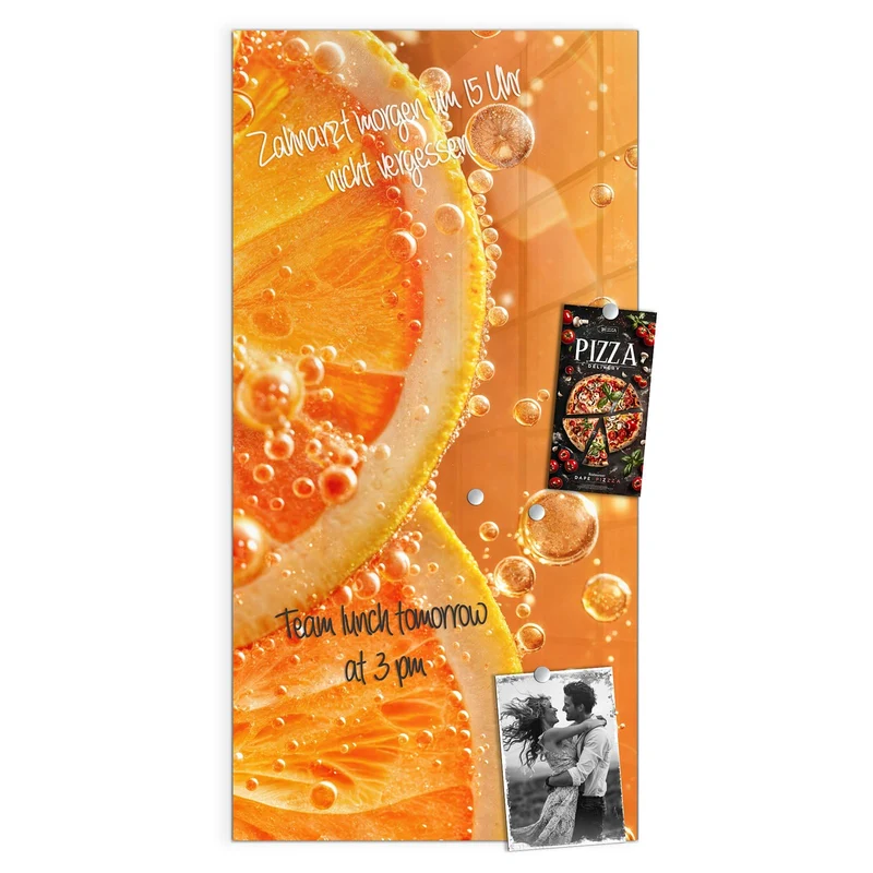 Magnettafel - Orangen im Sprudel