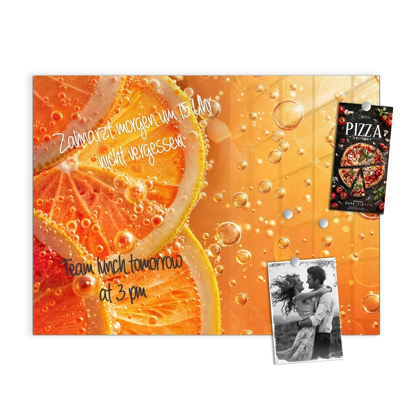 Magnettafel - Orangen im Sprudel