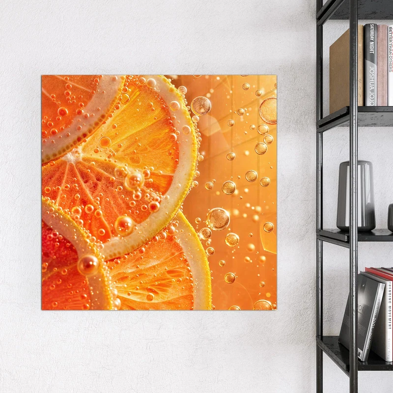 Magnettafel - Orangen im Sprudel