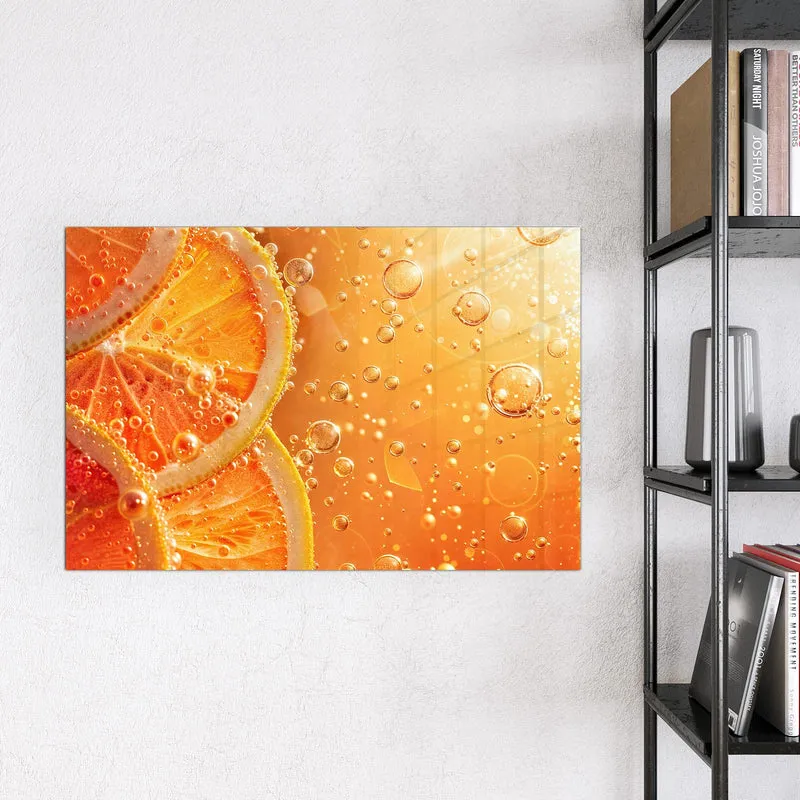 Magnettafel - Orangen im Sprudel