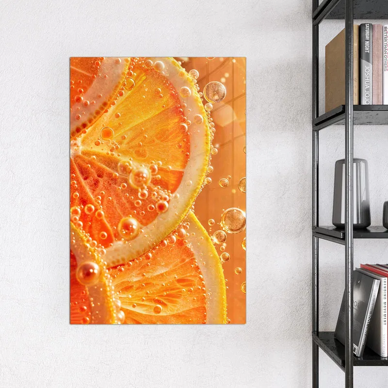 Magnettafel - Orangen im Sprudel