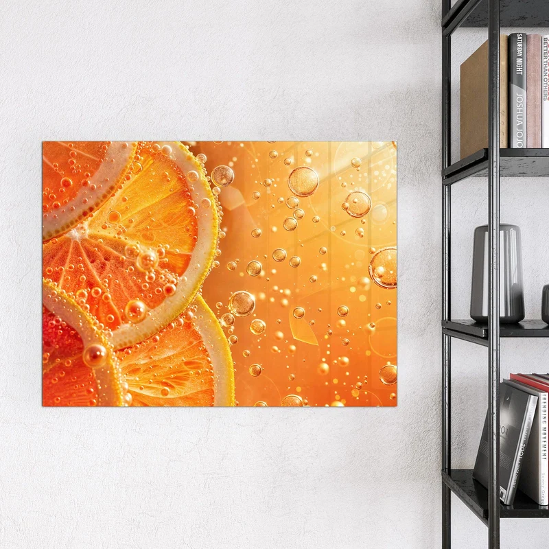 Magnettafel - Orangen im Sprudel