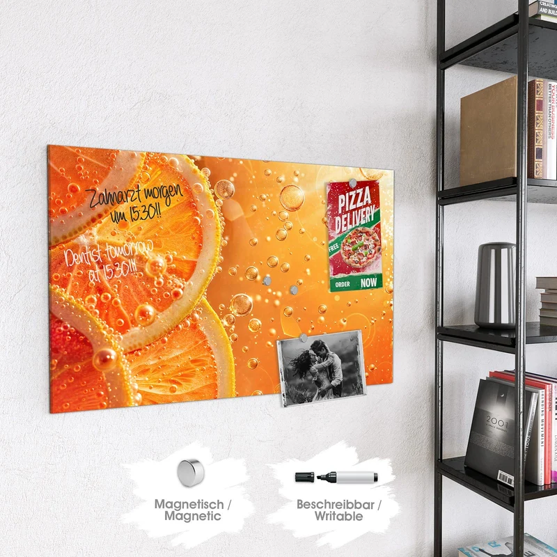 Magnettafel - Orangen im Sprudel