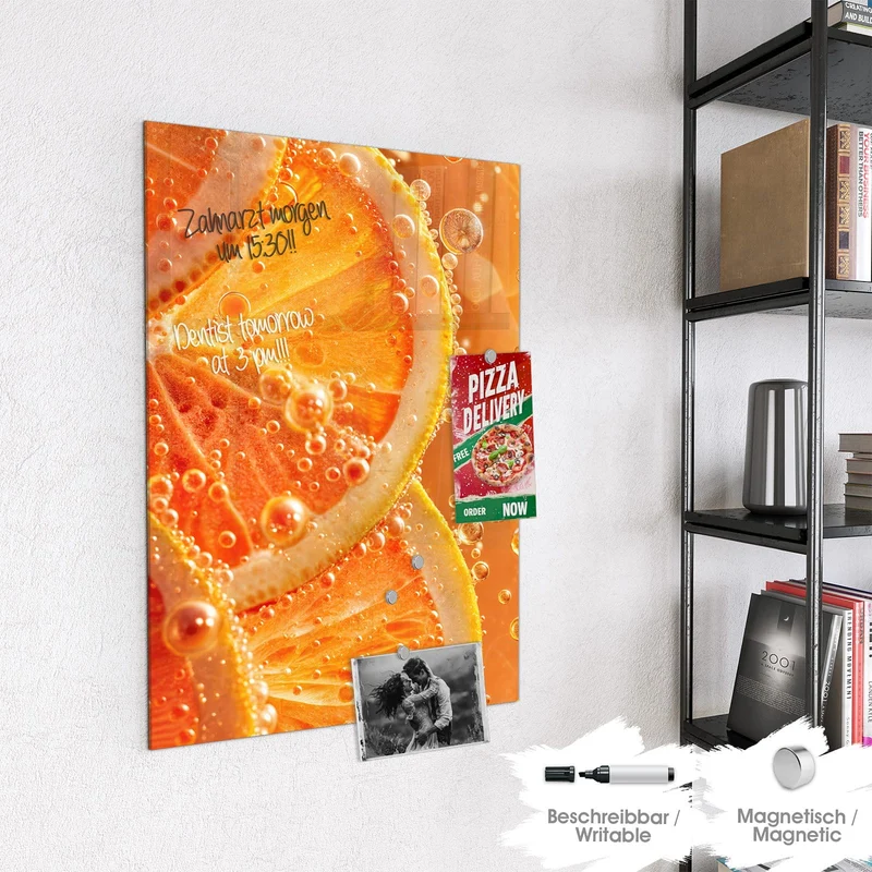 Magnettafel - Orangen im Sprudel