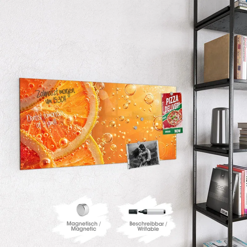 Magnettafel - Orangen im Sprudel