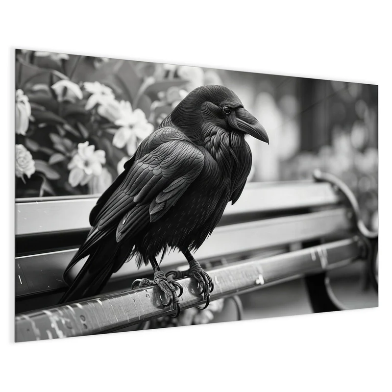 Magnettafel - Rabe auf Bank