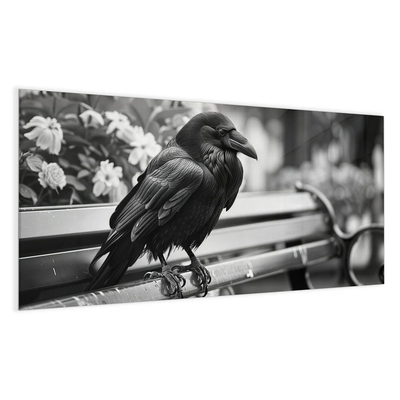 Magnettafel - Rabe auf Bank
