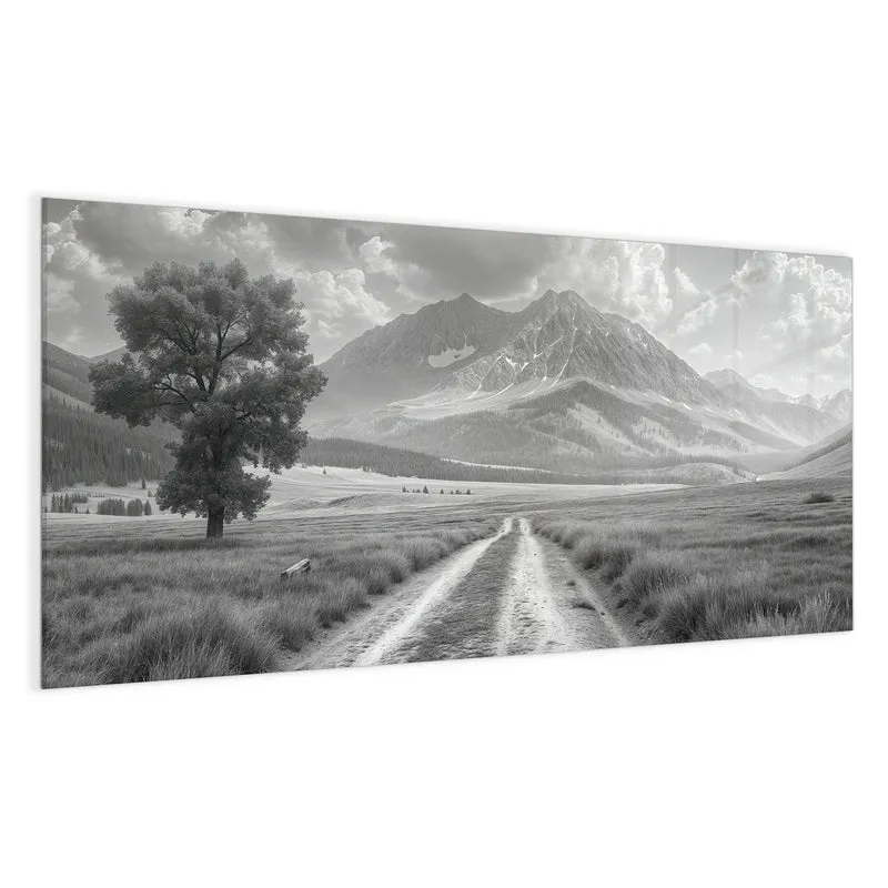 Magnettafel - Einsamer Baum vor Bergen