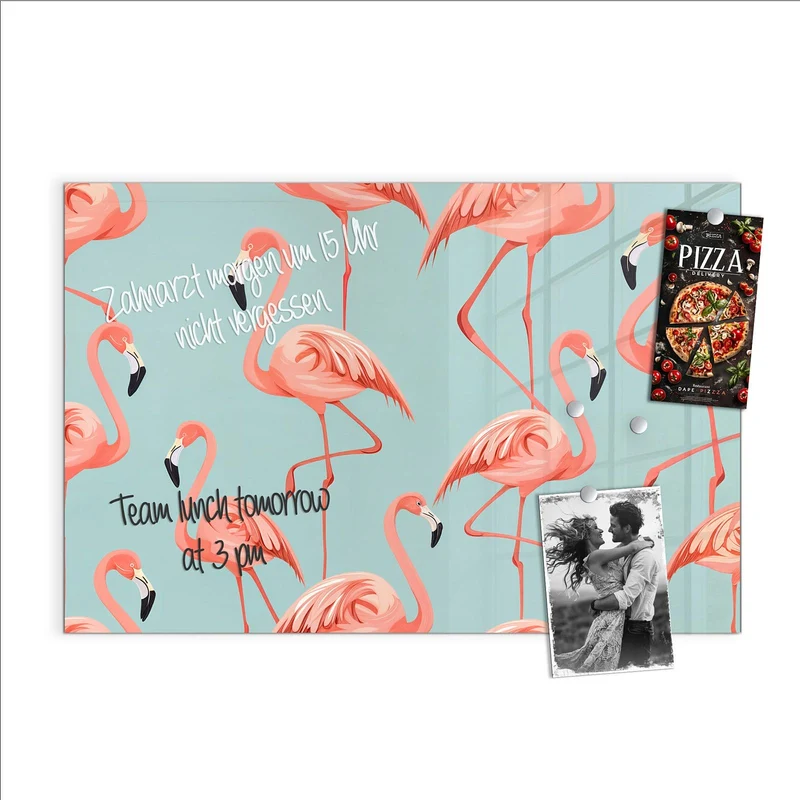 Magnettafel - Flamingos auf Türkis