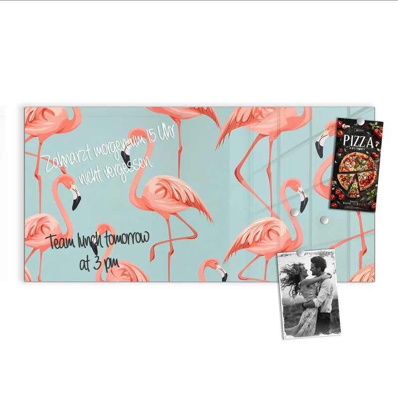 Magnettafel - Flamingos auf Türkis