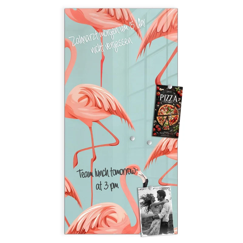 Magnettafel - Flamingos auf Türkis