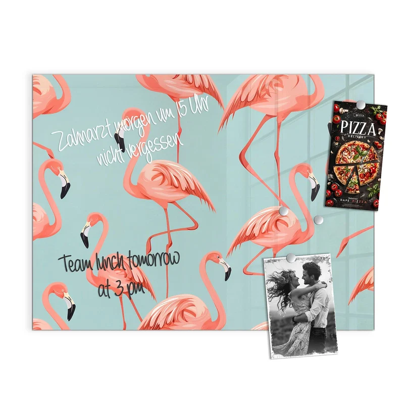 Magnettafel - Flamingos auf Türkis