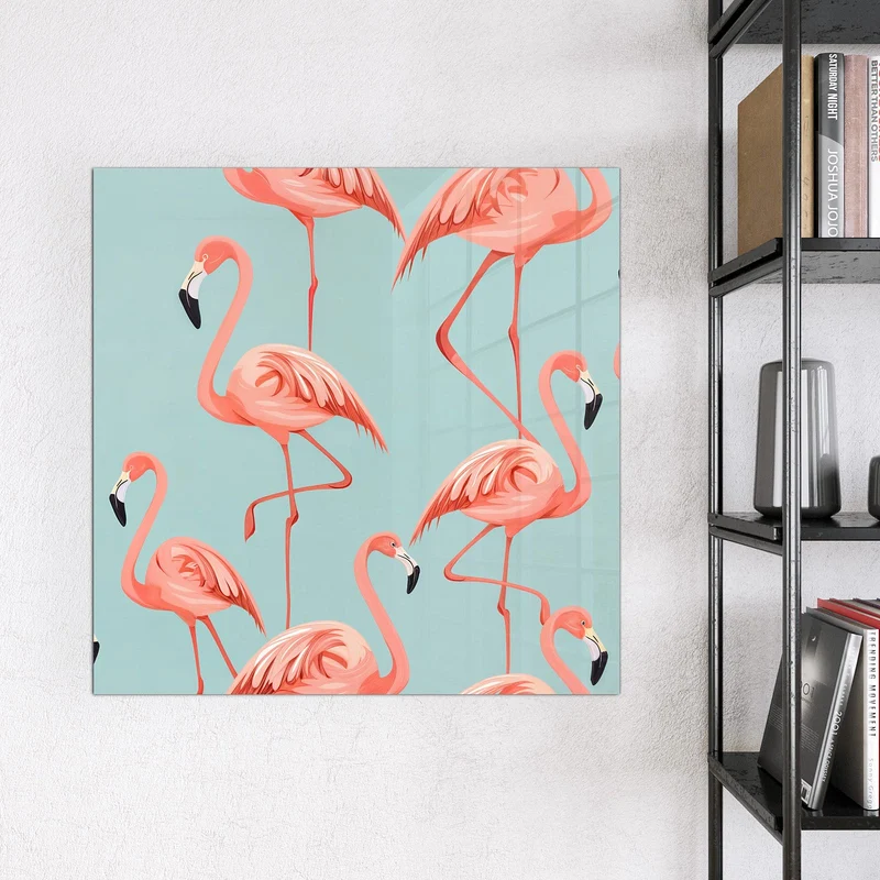 Magnettafel - Flamingos auf Türkis