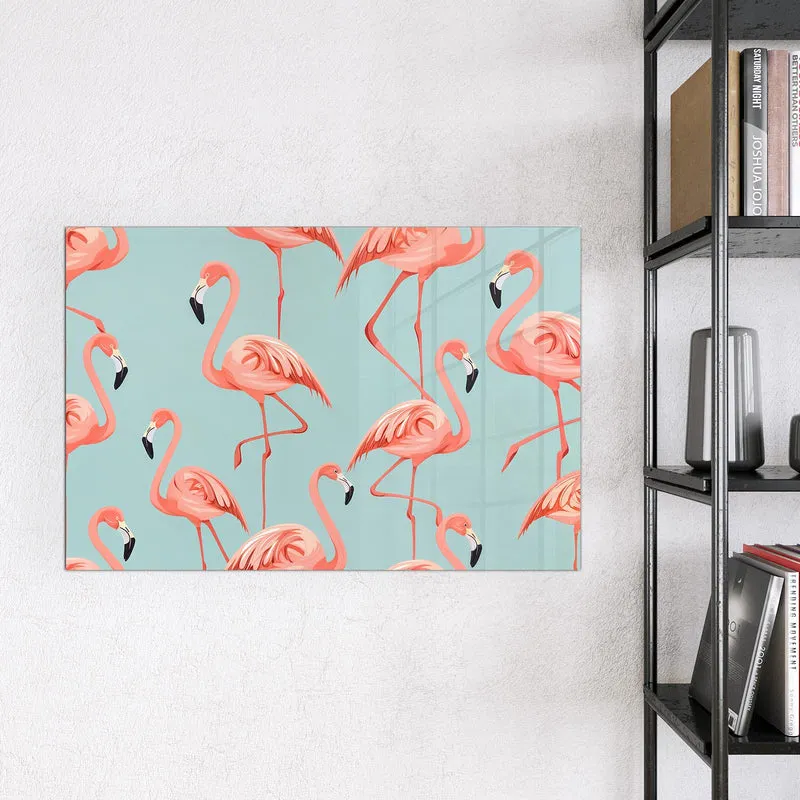 Magnettafel - Flamingos auf Türkis