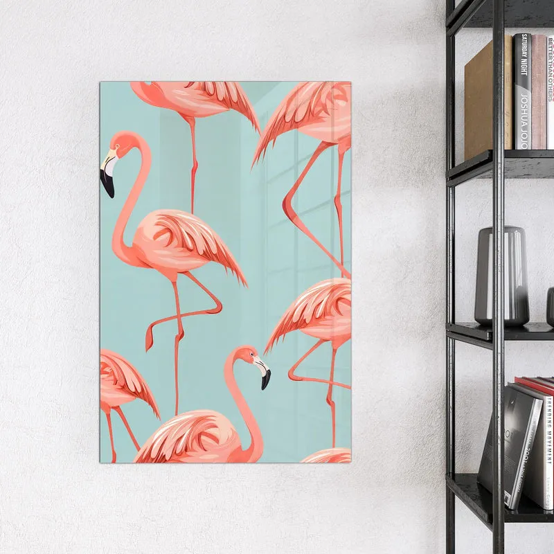 Magnettafel - Flamingos auf Türkis