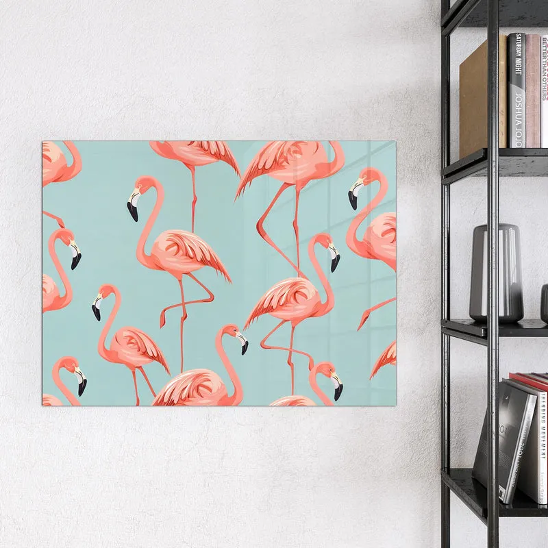 Magnettafel - Flamingos auf Türkis