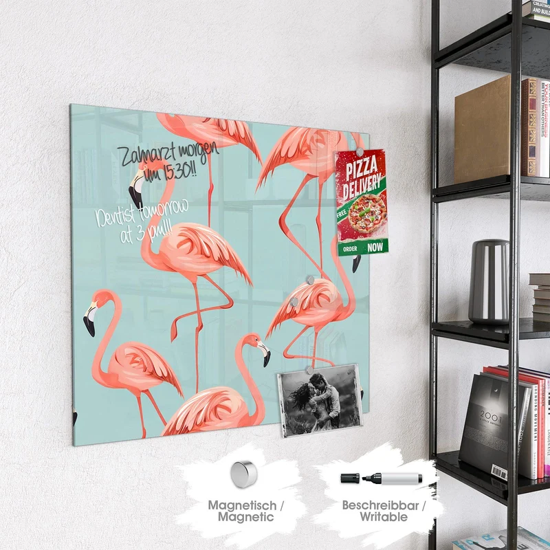 Magnettafel - Flamingos auf Türkis